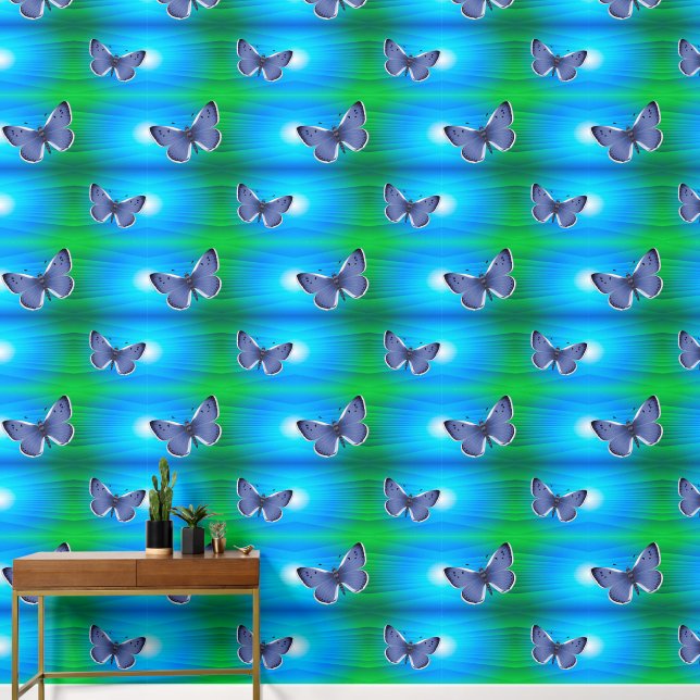 Butterflies Blue Wallpaper (Hallway)