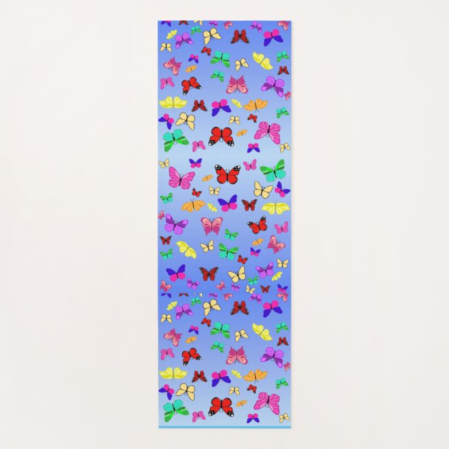 Butterflies Blue Yoga Mat (Front)