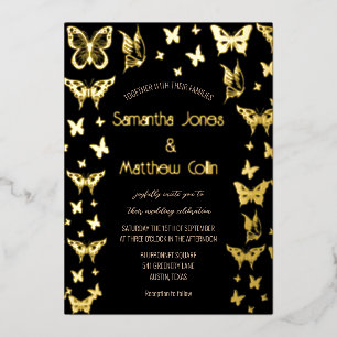 Butterflies Boho Black Gold Foil Wedding