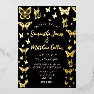 Butterflies Boho Black Gold Foil Wedding