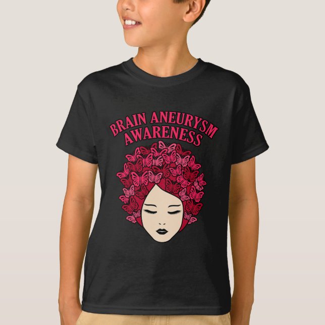 Butterflies Brain Aneurysm Awareness Month Support T-Shirt (Front)