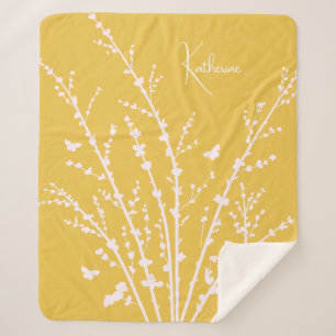 Butterflies Branches Customisable Name Sherpa Blanket