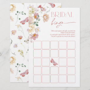 Butterflies Bridal Bingo Pink Floral Shower Game