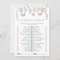 Butterflies Bridal Shower Game Would She Rather