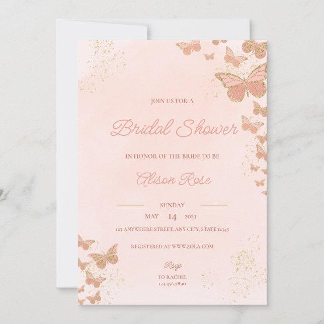 Butterflies Bridal Shower Invitation (Front)