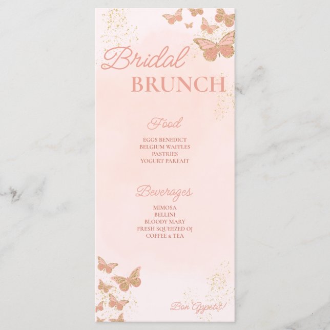 Butterflies Bridal Shower Menu (Front)