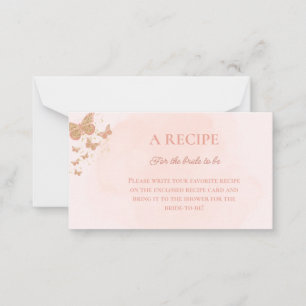 Butterflies Bridal Shower Recipe Card