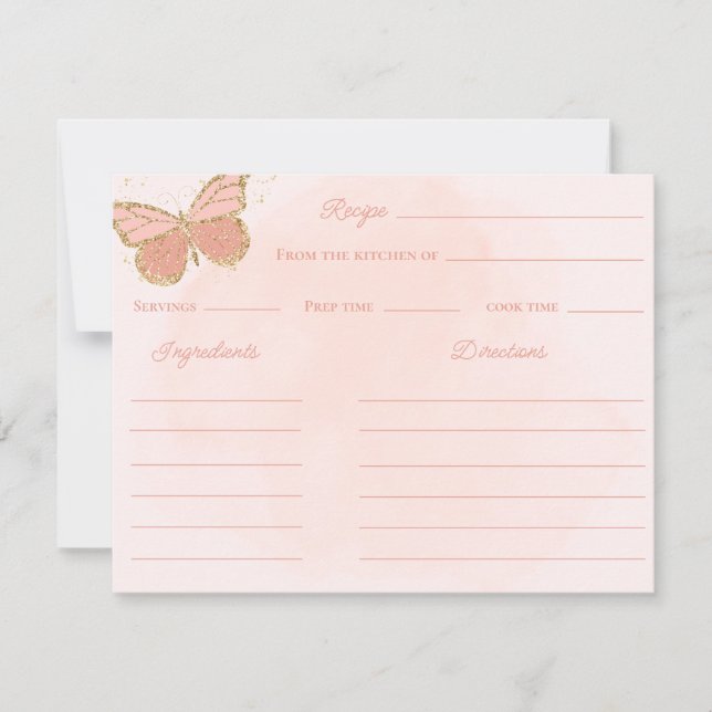 Butterflies Bridal Shower Recipe Instructions Card (Front)