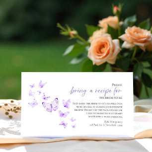 Butterflies Bridal Shower Recipe Request Card