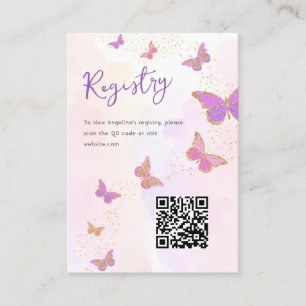 Butterflies Bridal Shower Registry QR Code Enclosure Card
