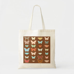 Butterflies, brown, turquoise and coral tote bag