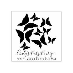 Butterflies Business Baby Boutique Clothing Logo Rubber Stamp
