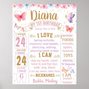 Butterflies Butterfly First Birthday sign board