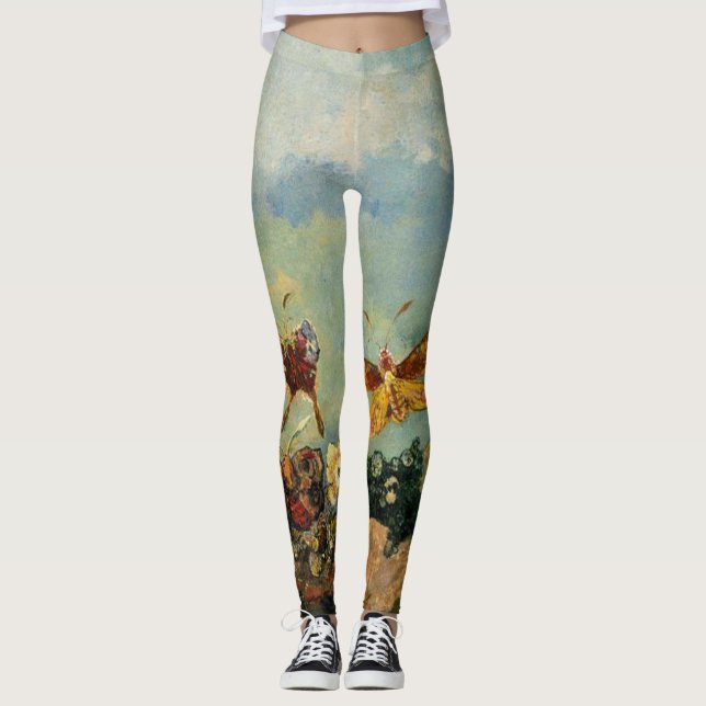 Butterflies by Odilon Redon Leggings (Front)