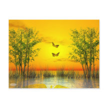 Butterflies by sunset - 3D render