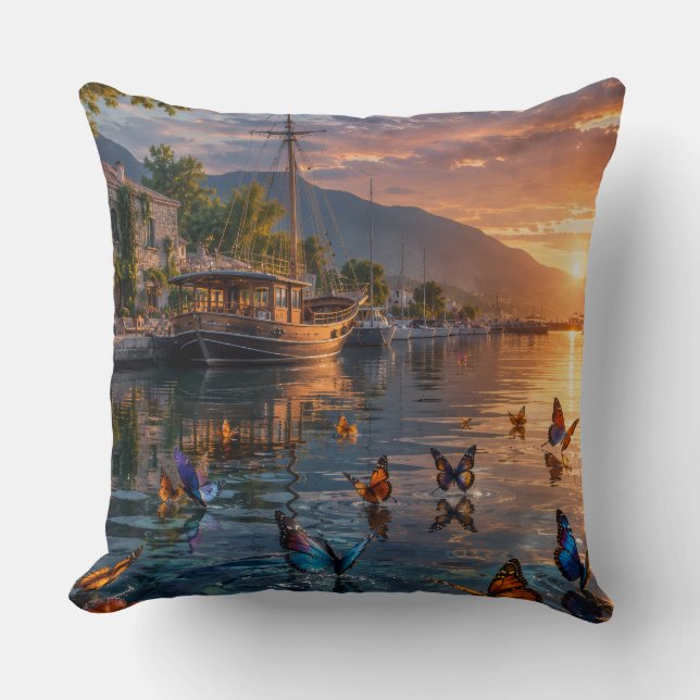 Butterflies by the Harbour Cushion (Front)