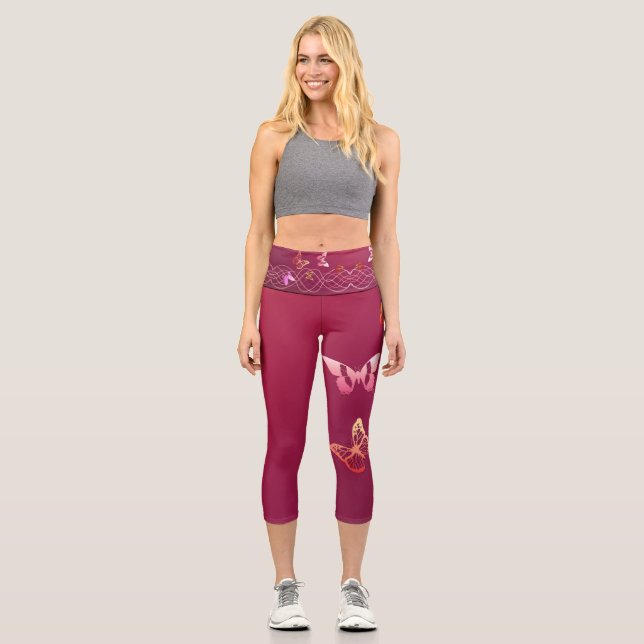 Butterflies Capri Leggings (Front)