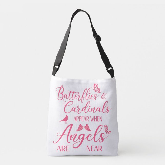 Butterflies & Cardinals Appear When Angel Are Near Crossbody Bag (Back)