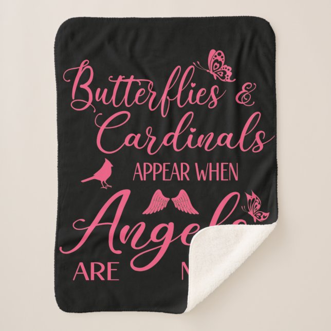 Butterflies & Cardinals Appear When Angel Are Near Sherpa Blanket (Front)