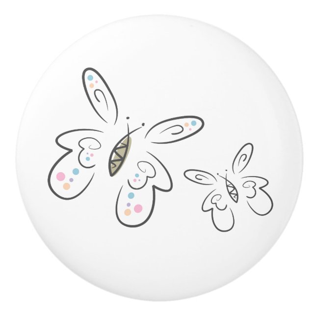 Butterflies Ceramic Knob (Front)
