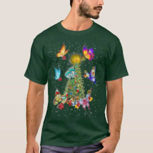 Butterflies Christmas Tree Lights Funny Butterfly T-Shirt