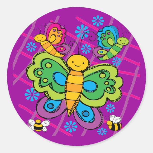 Butterflies Classic Round Sticker (Front)