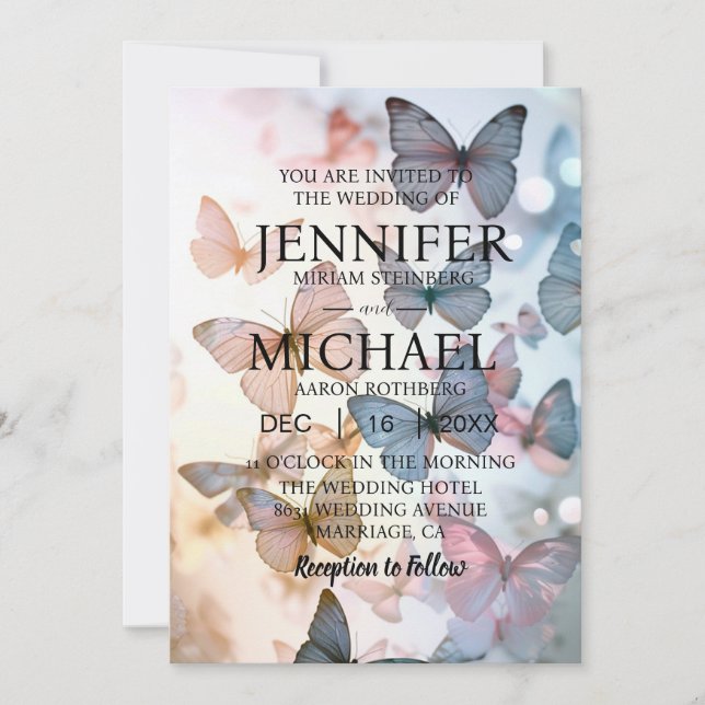 Butterflies Classic Wedding Invitations (Front)