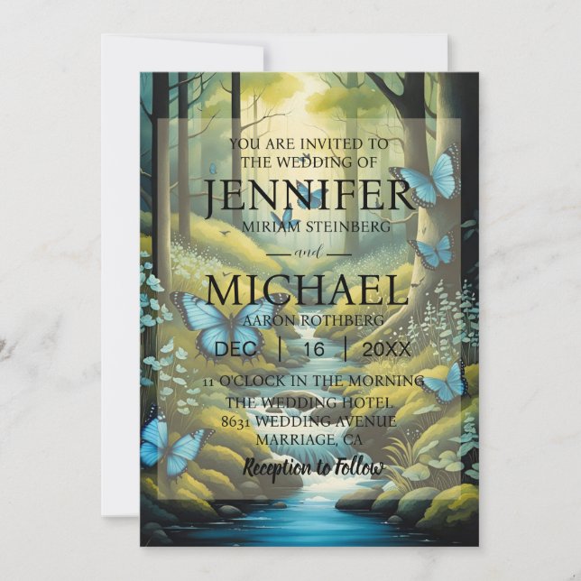 Butterflies Classic Wedding Invitations (Front)