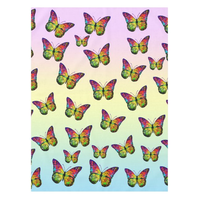 BUTTERFLIES COLORFUL ABSTRACT  TABLECLOTH (Front)