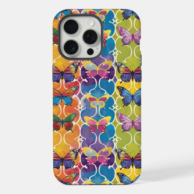 Butterflies Colourful Rainbow Patterned Print iPhone Case (Back)