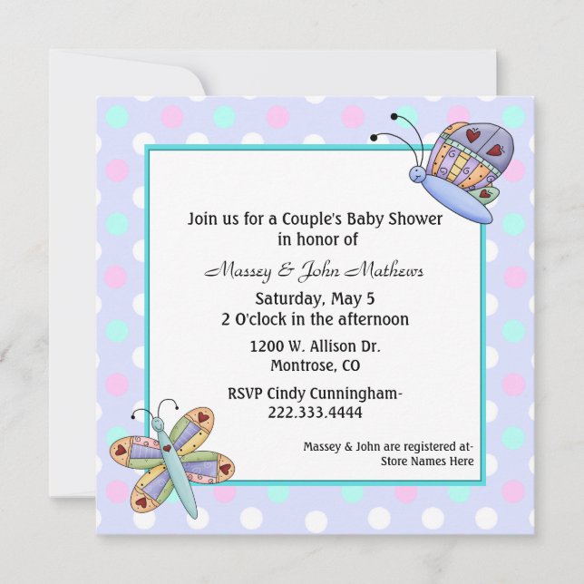 Butterflies Couple's Baby Shower Invitation (Front)
