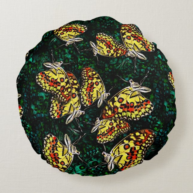 Butterflies' dance round cushion (Back)