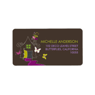 Butterflies & Deco Leaves New Home Address Labels