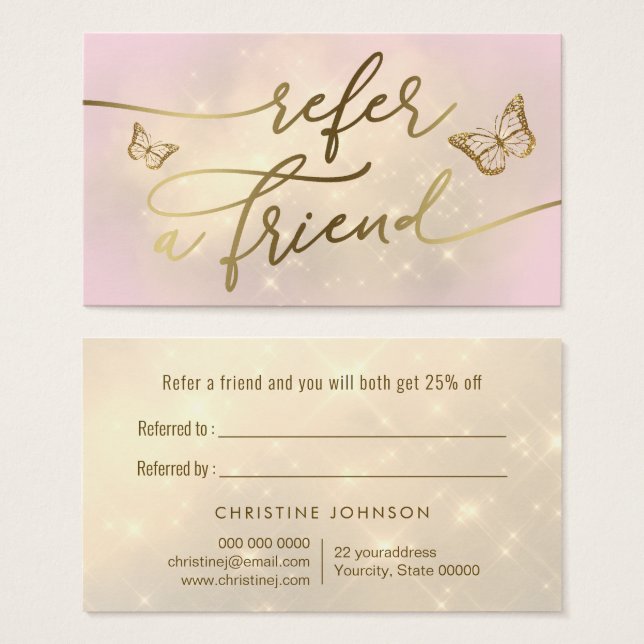butterflies design referral card (Front & Back)