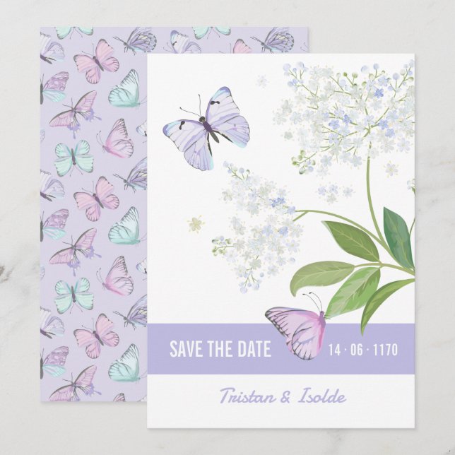 Butterflies & Elderflower Save the Date Card (Front/Back)