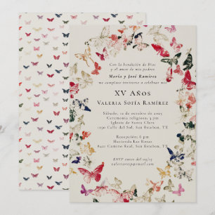 Butterflies Elegant Quinceañera 15th Birthday Invitation