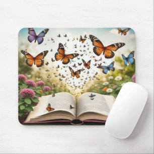 Butterflies Exploding Out of Open Book Mouse Mat