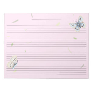 Butterflies Extra Wide Rule Kids Music Manuscript Notepad