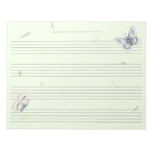 Butterflies Extra Wide Rule Kids Music Manuscript  Notepad