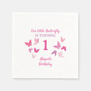 Butterflies First Birthday Napkin