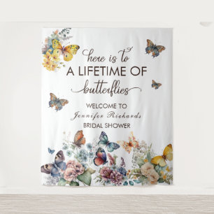 Butterflies Floral   Bridal Shower Welcome Tapestry