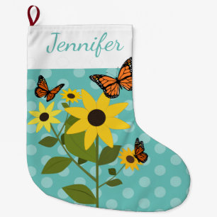 Butterflies Floral Christmas Stocking