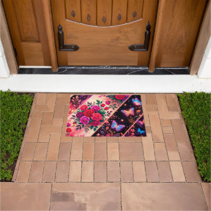 Butterflies, Floral Dreams & Golden Elegance Doormat