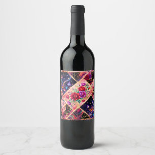 Butterflies, Floral Dreams & Golden Elegance Wine Label