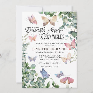 Butterflies Floral Eucalyptus Baby Shower Invitation