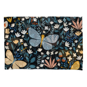 Butterflies Floral: Hand Drawn Seamless. Pillowcase