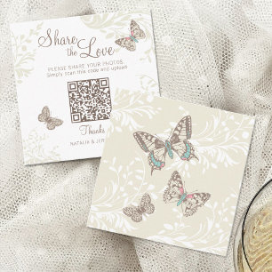 Butterflies floral swirl cream brown wedding enclosure card
