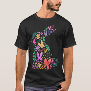 Butterflies Flower Easter Bunny Fun for Spring Eas T-Shirt