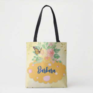 "Butterflies, Flowers and Dots" Tote Bag