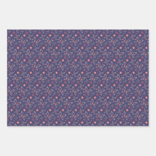 Butterflies flowers and heart wrapping paper sheet